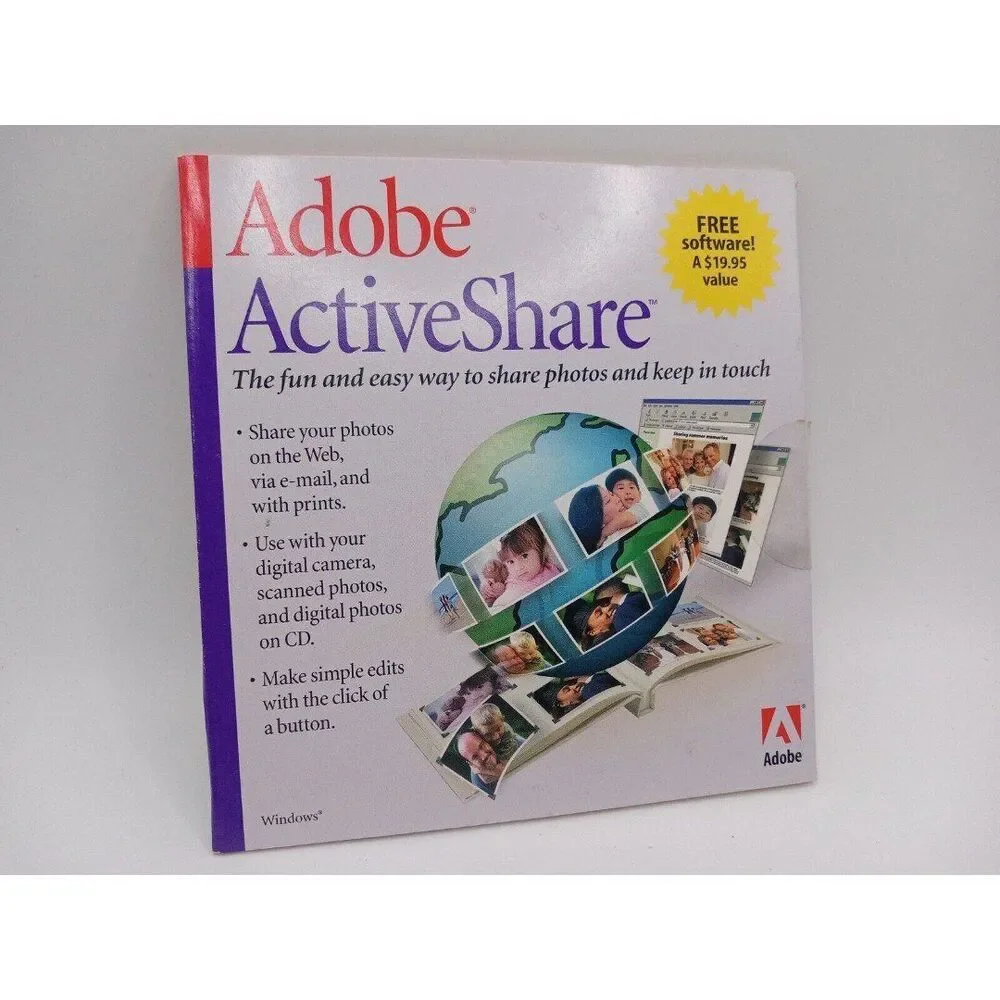 NOS Adobe ActiveShare — Vintage Software For Digital Cameras 1999